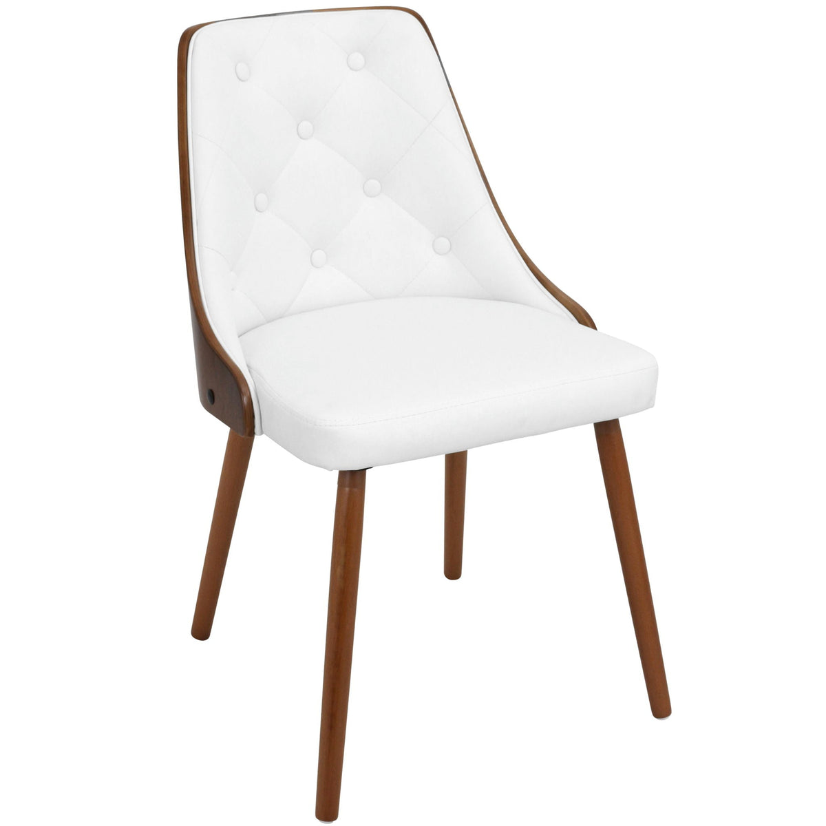 Contemporary dining side chair with bent wood frame in white tufted upholstery, HouseOfZazla on Tampa Home & Garden Store