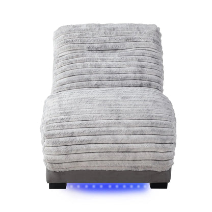 Denise accent chaise with USB ports in gray faux fur fabric by Unique Piece Furniture on Tampa Home & Garden Store