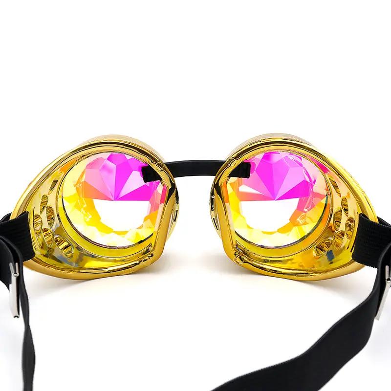 Steampunk goggles pair with gold frames and lenses FLIPSTYLEZLLC black elastic strap on Tampa Home & Garden Store