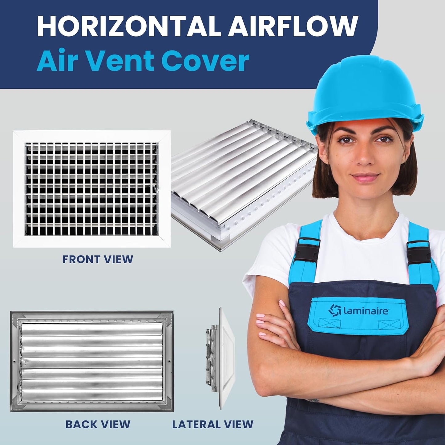 AC Register Vent Cover 14x10 in adjustable aluminum HVAC grille by HouseOfZazla; front view on Tampa Home & Garden Store