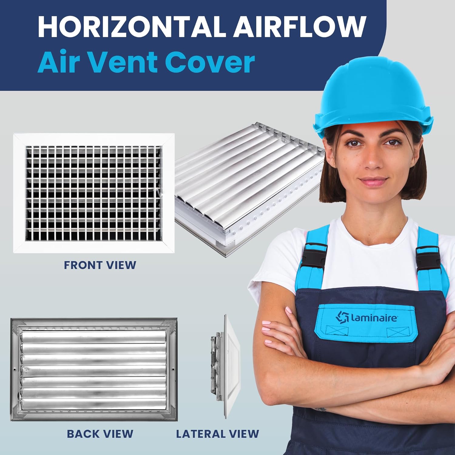 AC Register Vent Cover 14x10 in adjustable aluminum HVAC grille by HouseOfZazla; front view on Tampa Home & Garden Store