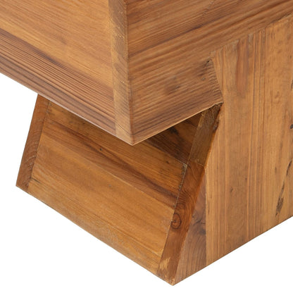 Brown reclaimed wood stool ottoman with sculptural saddle seat, storage ottoman by HouseOfZazla on Tampa Home & Garden Store