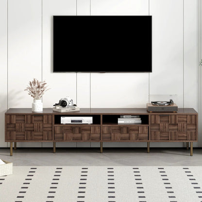 TV Stand with 2 Drawers and Cabinets Mid Century
