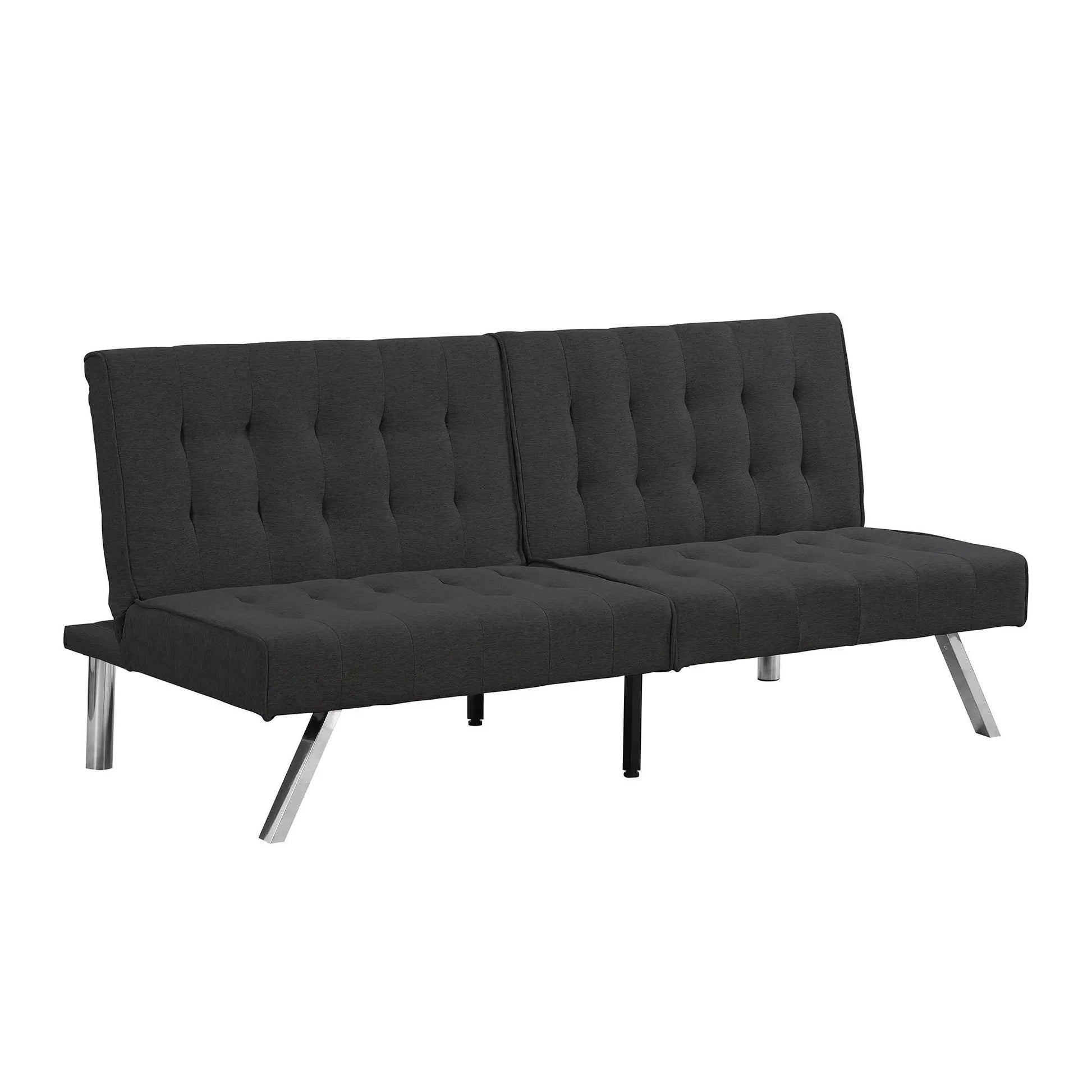 Futon Sofa Bed gray with tufted cushions and metal legs by Unique Piece Furniture on Tampa Home & Garden Store
