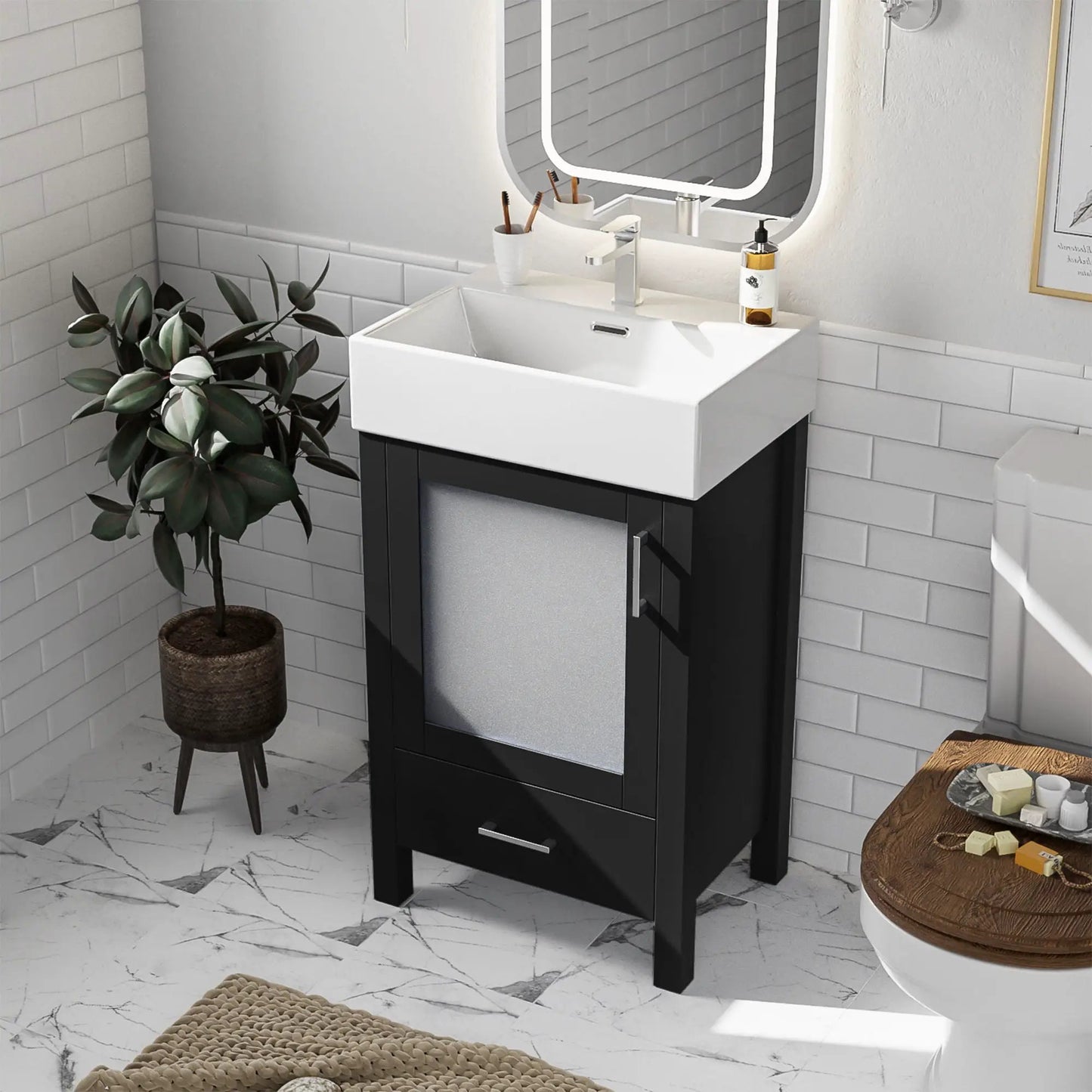 Bathroom Vanity with Ceramic Sink and Storage