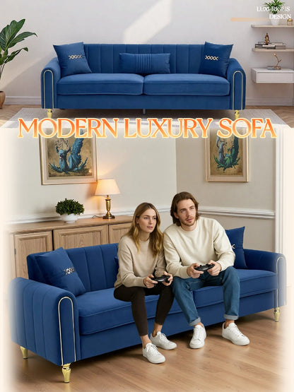 Elegant Three Seater Sofa and Throw Pillows