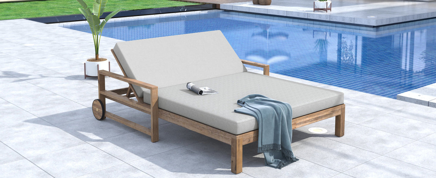 Farmhouse Wooden Outdoor Sunbed and Bench