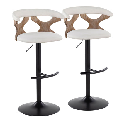 Contemporary adjustable barstool set of 2 with swivel and rounded T-footrest, white seats on Tampa Home & Garden Store