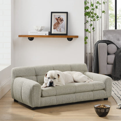 Modern Pet Sofa With Backrest gray fabric dog bed HouseOfZazla with a dog resting on it on Tampa Home & Garden Store
