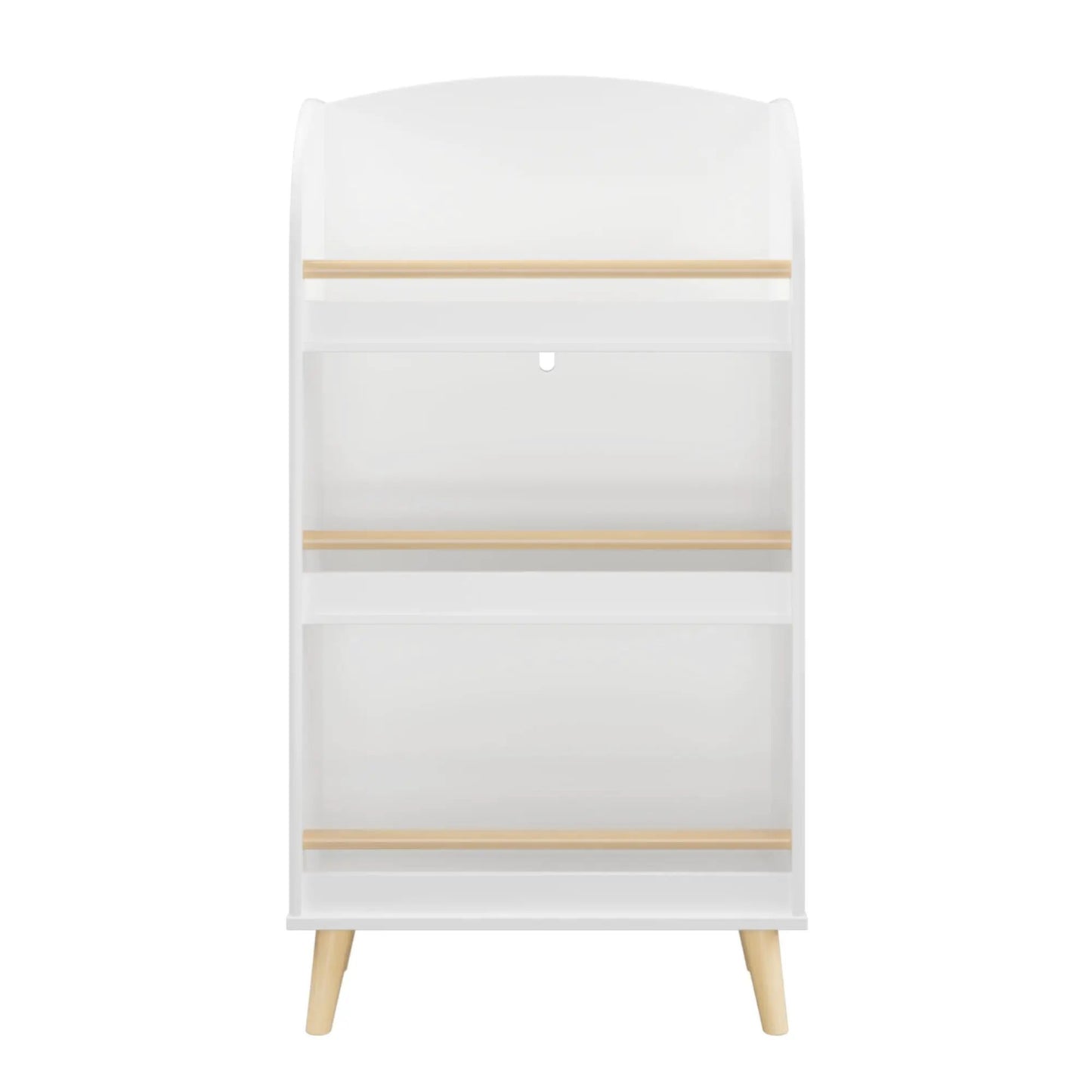 Bookshelf 3 Tier Book Organizer With Toy Storage white, light wood legs on Tampa Home & Garden Store
