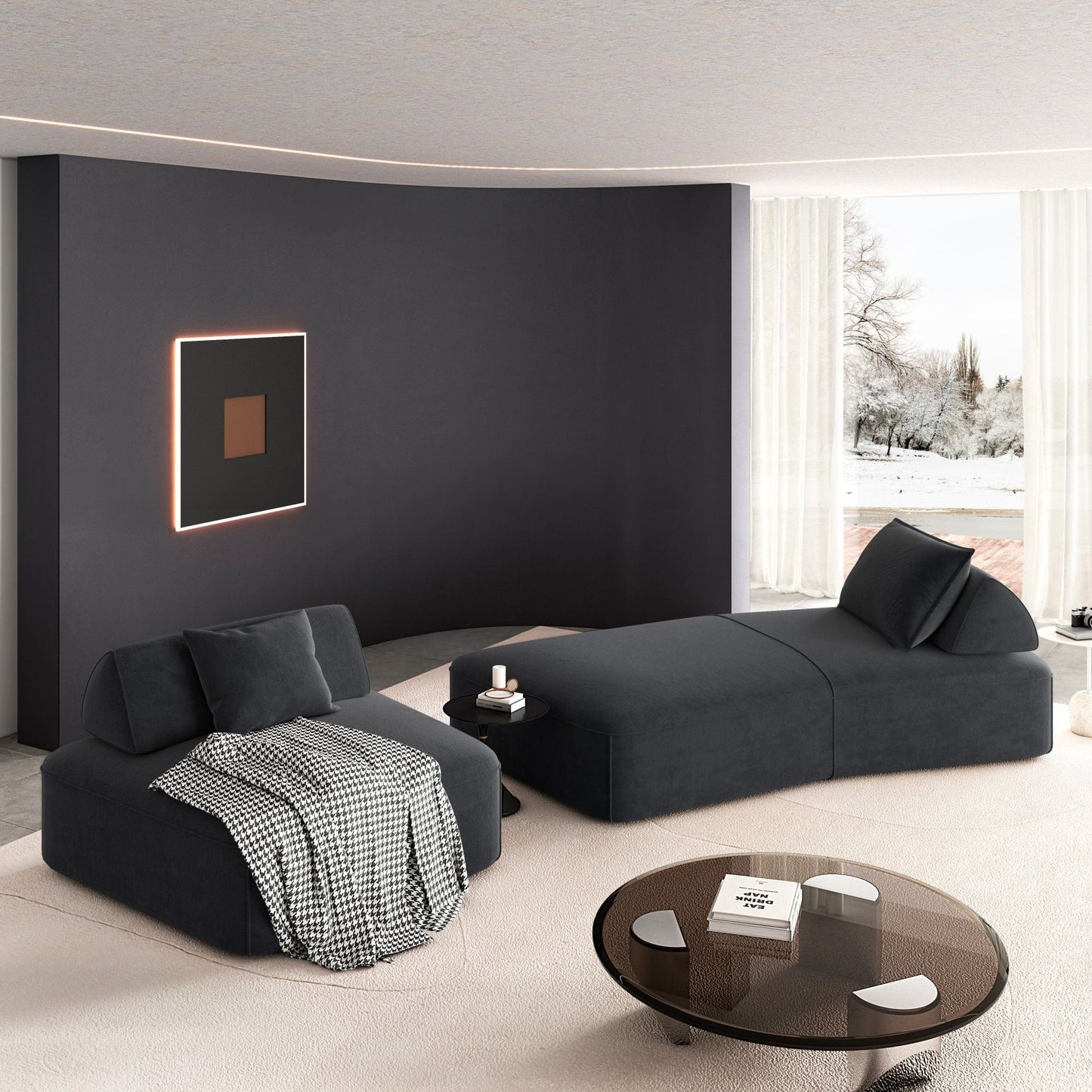 Modern Luxury Oversized Modular Sectional Sofa Set, 2-piece, charcoal fabric HouseOfZazla on Tampa Home & Garden Store