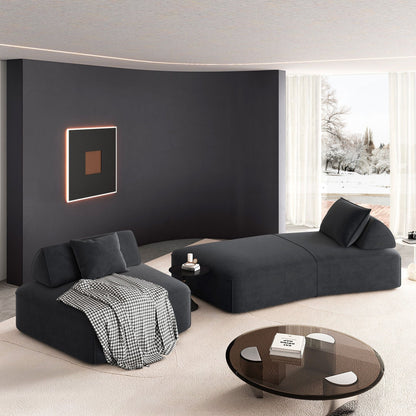 Modern Luxury Oversized Modular Sectional Sofa Set, 2-piece, charcoal fabric HouseOfZazla on Tampa Home & Garden Store