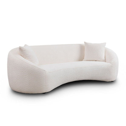 White Curved Three Seater Sofa For Living