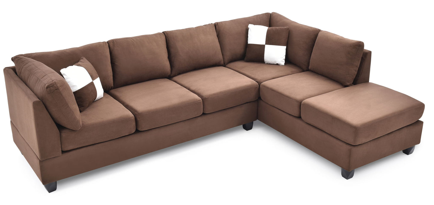 Malone Comfort Sectional sofa in brown fabric with right chaise, HouseOfZazla on Tampa Home & Garden Store
