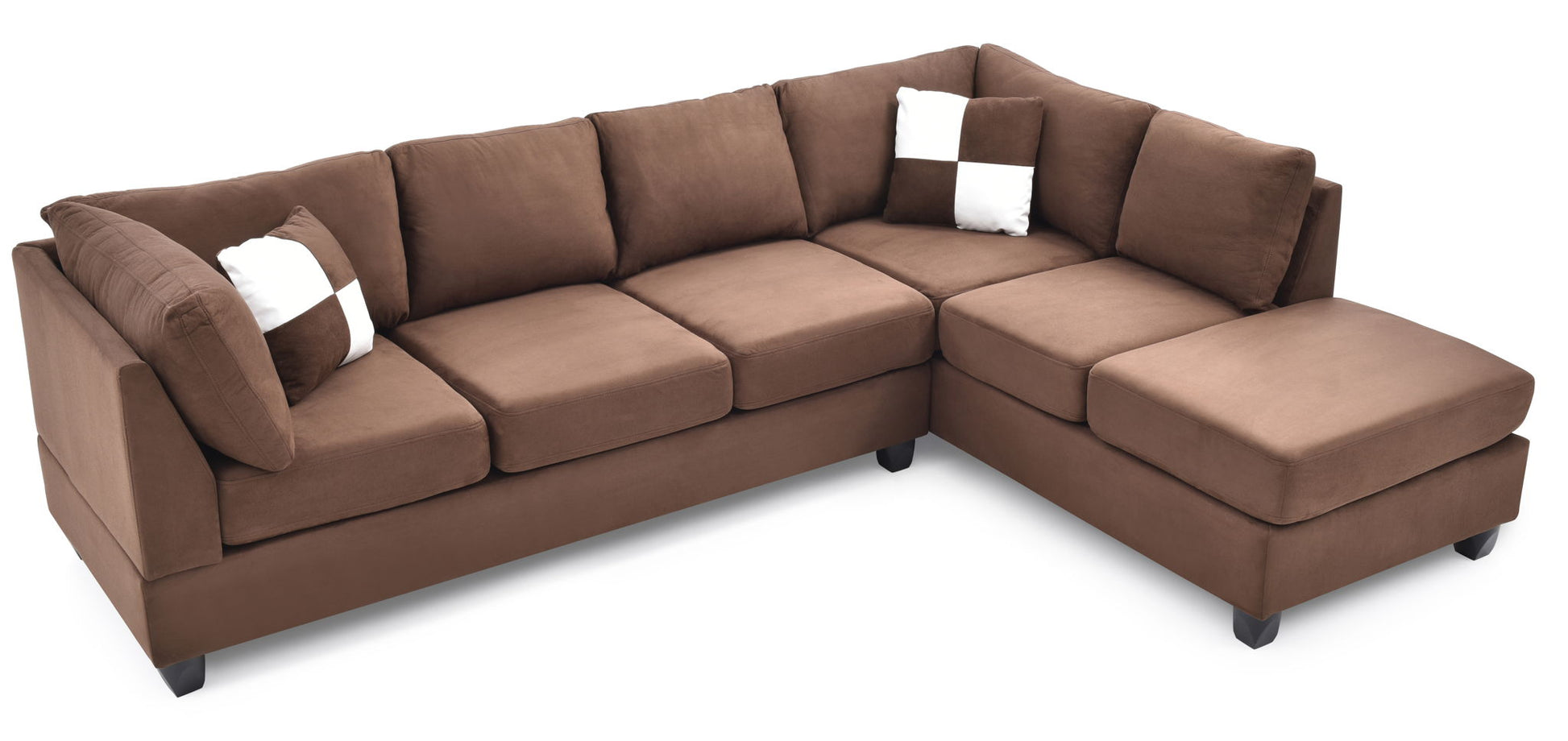 Malone Comfort Sectional sofa in brown fabric with right chaise, HouseOfZazla on Tampa Home & Garden Store