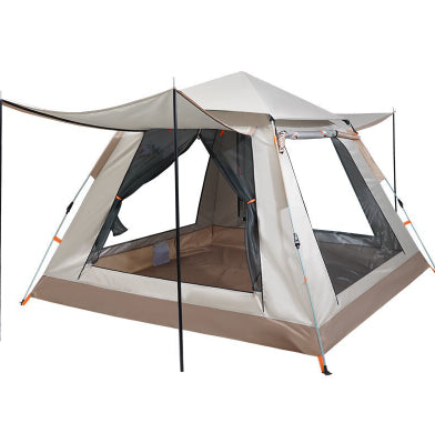 Fully Automatic Speed Beach Camping Tent, beige-gray, rainproof, multi-person with front canopy on Tampa Home & Garden Store