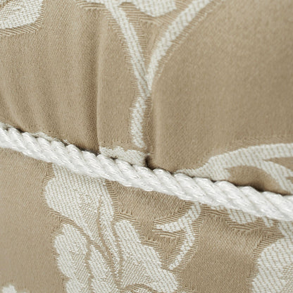 Yolanda upholstered ottoman beige fabric with white rope trim by Unique Piece Furniture on Tampa Home & Garden Store