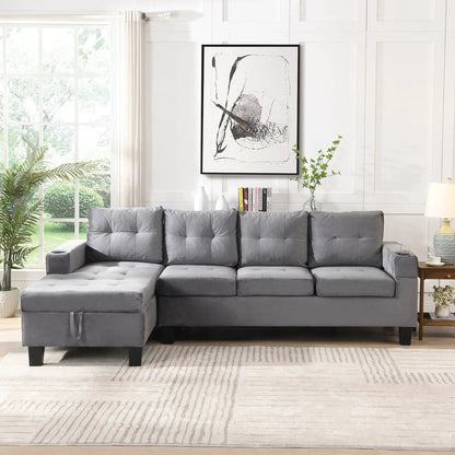 Modern sectional sofa set with L-shaped chaise and storage in grey by Unique Piece Furniture on Tampa Home & Garden Store