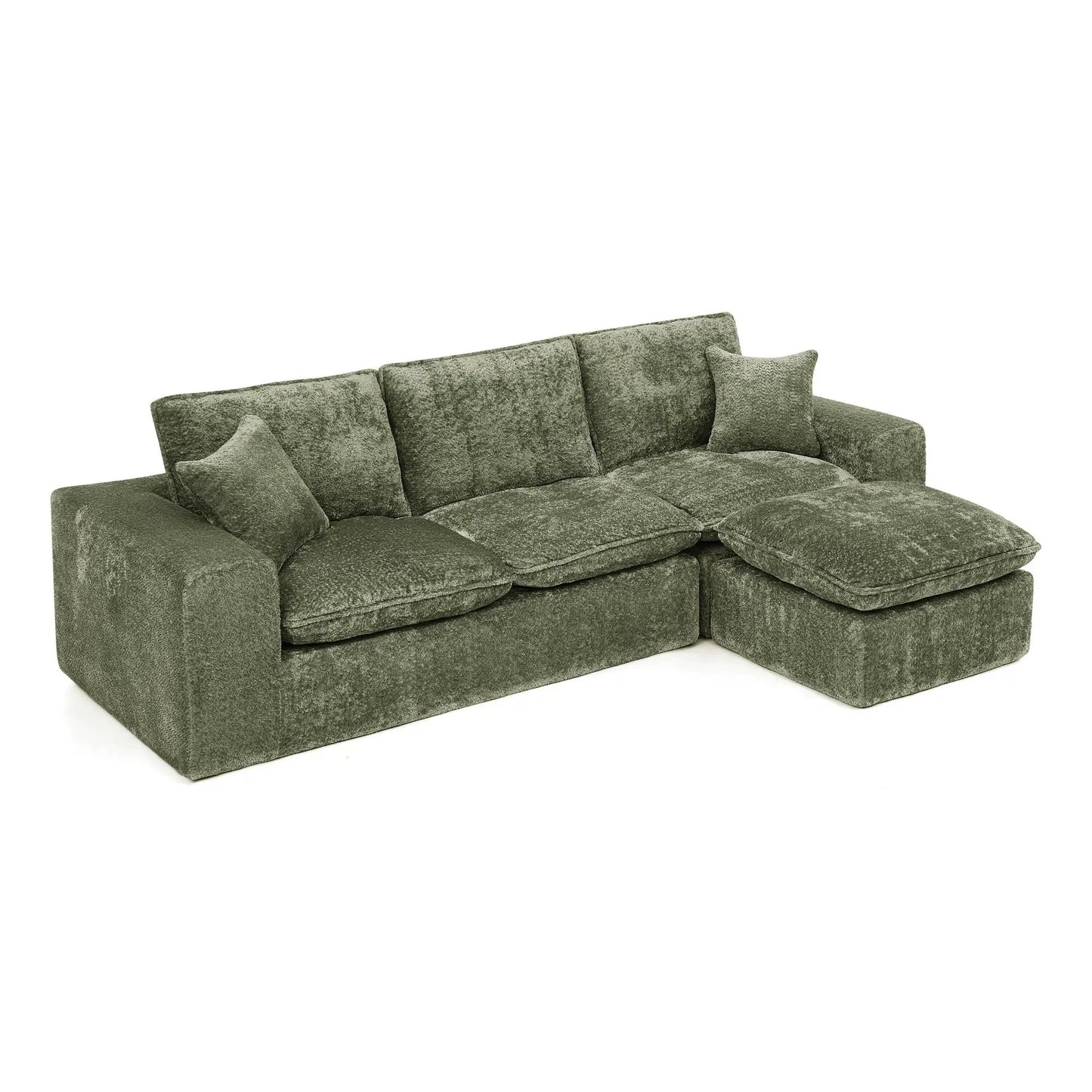 Sectional sofa with moveable ottoman in olive textured fabric, 3-piece living room set by Unique Piece Furniture on Tampa Home & Garden Store