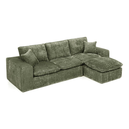 Sectional sofa with moveable ottoman in olive textured fabric, 3-piece living room set by Unique Piece Furniture on Tampa Home & Garden Store