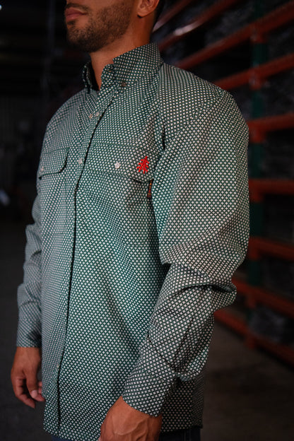 FR Pearl Snap Work Shirt and Gunner Green Apparel