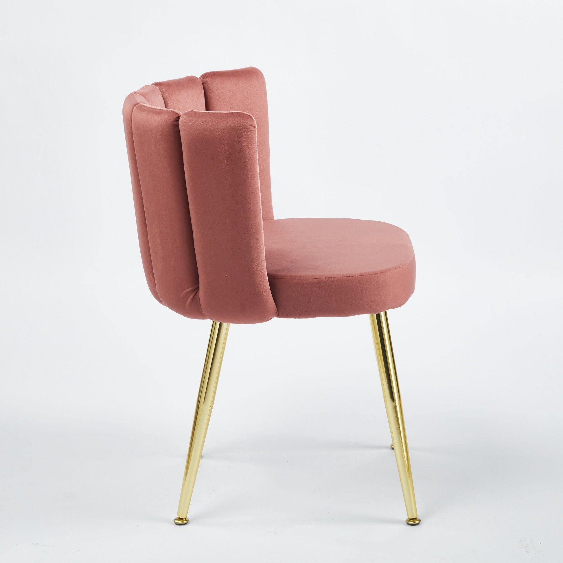 Ergonomic dining chair set of 2 in dusty rose velvet with gold legs by HouseOfZazla on Tampa Home & Garden Store