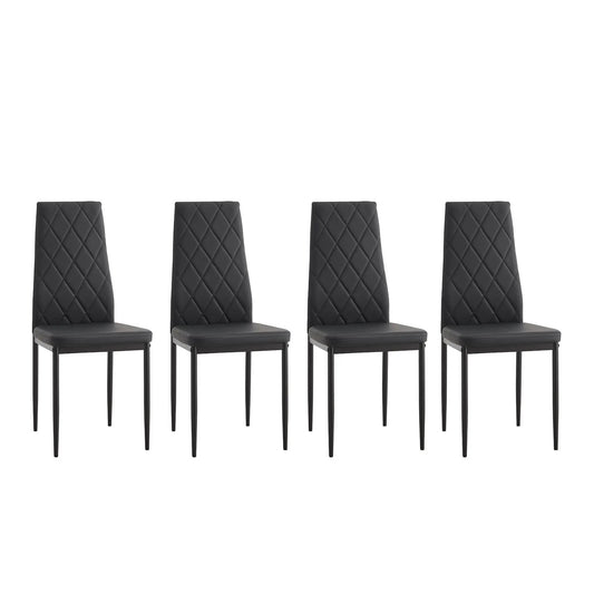 Modern dining chairs with diamond quilted backs, black upholstery, set of 4 on Tampa Home & Garden Store