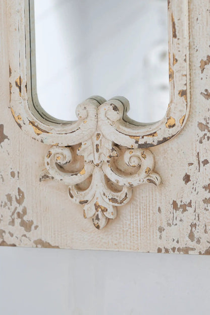 Full length mirror with white solid wood frame and carved scrollwork Unique Piece Furniture on Tampa Home & Garden Store