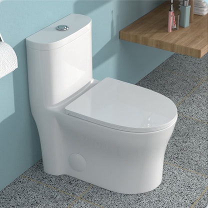 Dual Flush 1-Piece Toilet HouseOfZazla white with soft-closing seat on Tampa Home & Garden Store