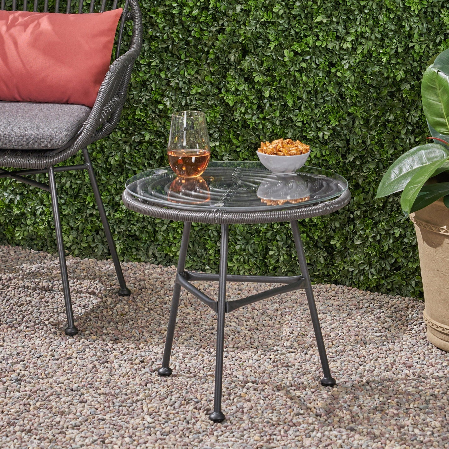 Petrichor Outdoor Side Table with Steel Frame