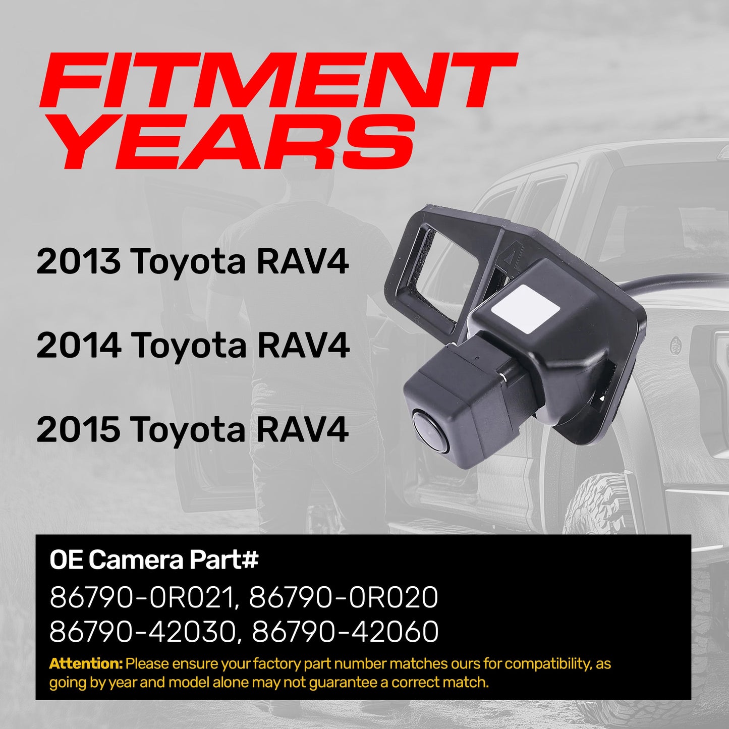 Backup camera for Toyota RAV4 (2013-2015) Master Tailgaters OEM replacement, black housing on Tampa Home & Garden Store
