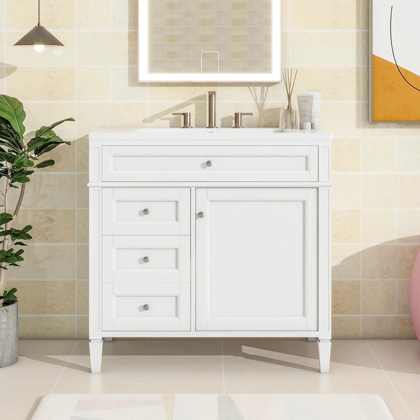 Bathroom Vanity With Top Sink and 2 Drawers