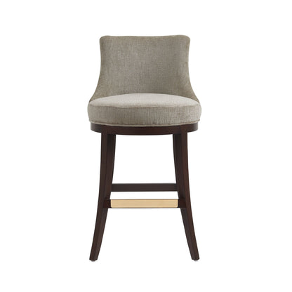 Bar Height Barstool with Backrest beige fabric and dark wood legs by HouseOfZazla on Tampa Home & Garden Store