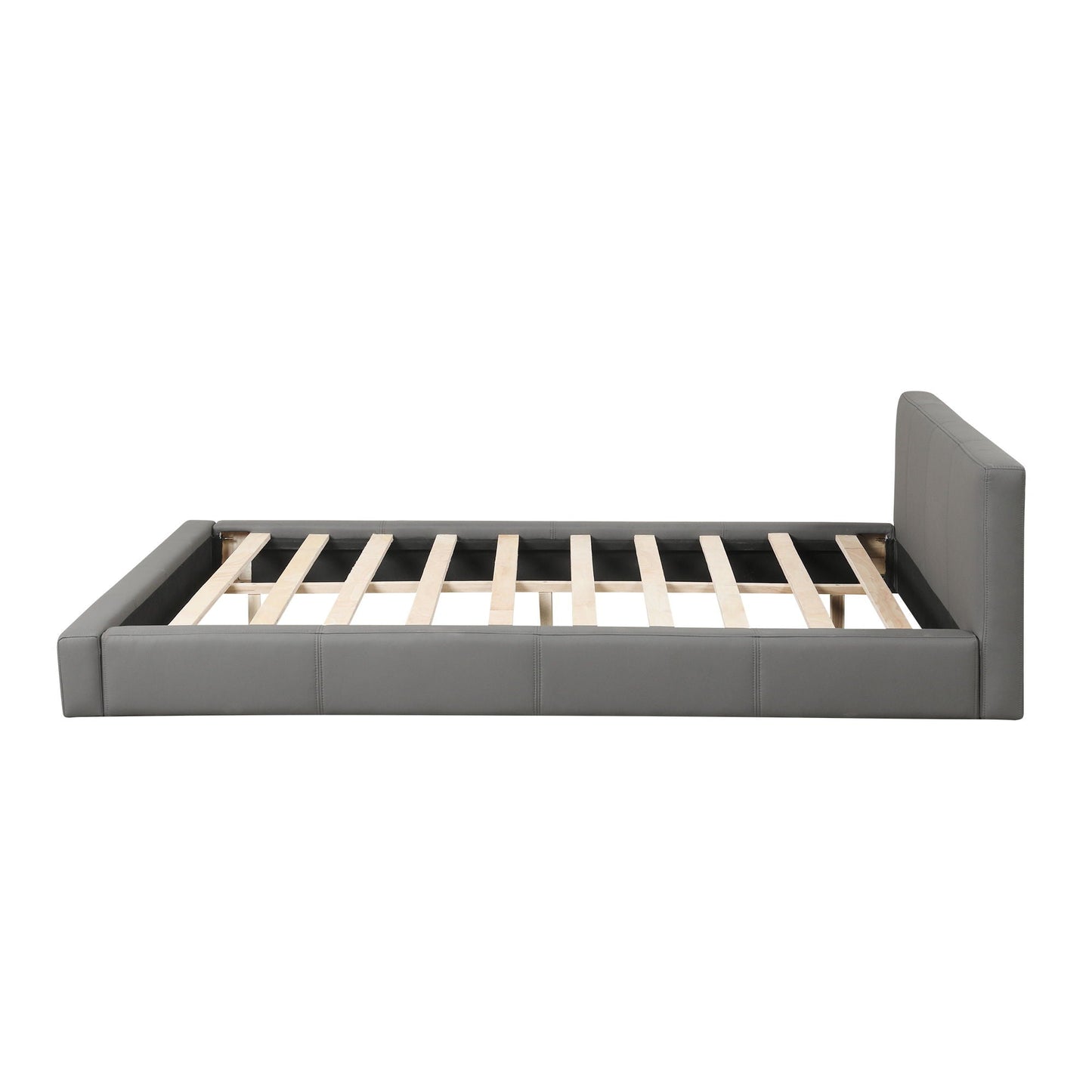 Stylish upholstered bed with birch wood frame in gray, HouseOfZazla on Tampa Home & Garden Store