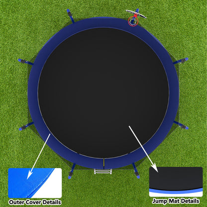 Outdoor Backyard Trampoline and Basketball Hoop