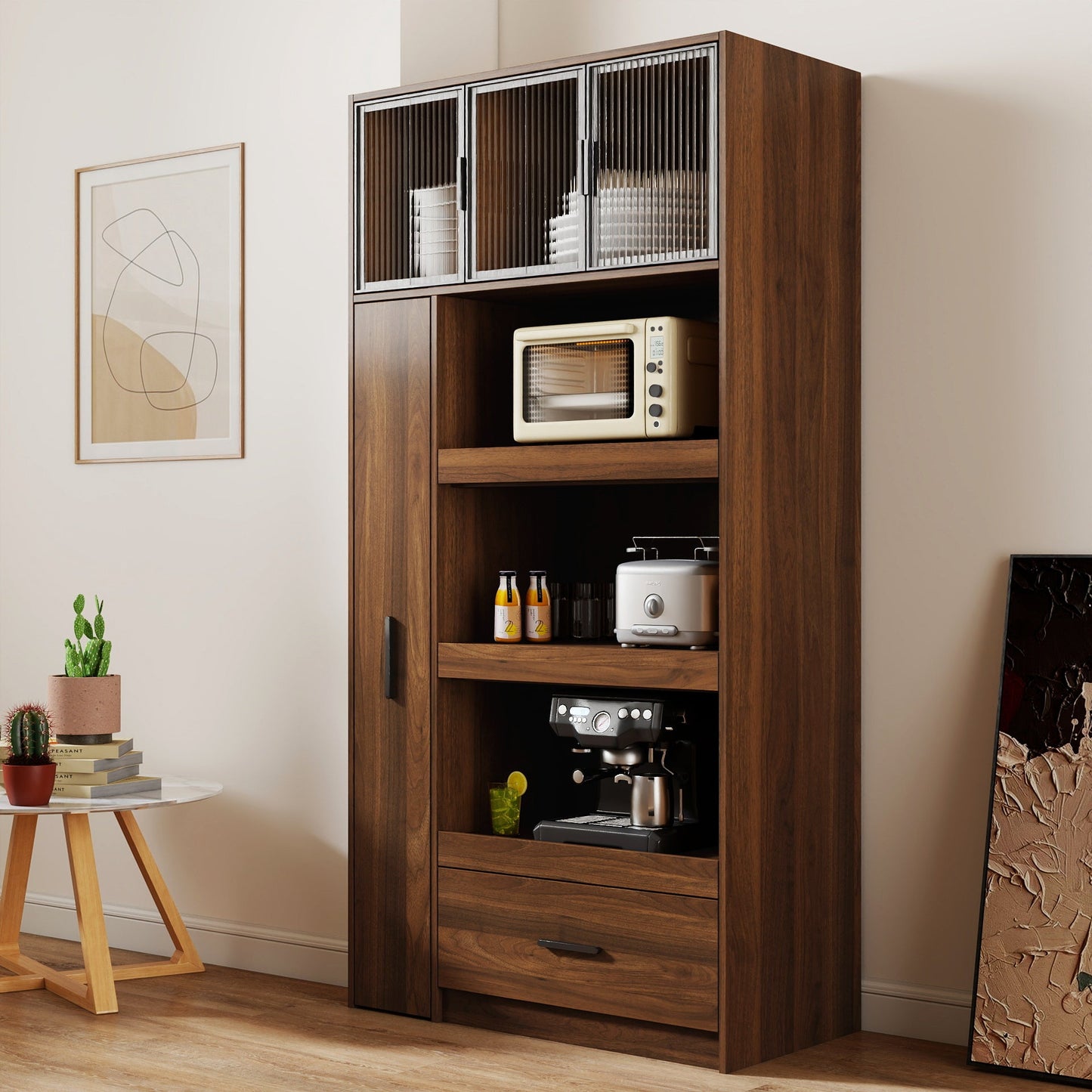 Modern Kitchen Pantry Cabinet with Pull Out Shelf