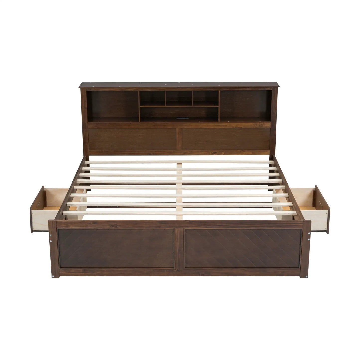 Platform Bed With Storage Headboard USB Drawers