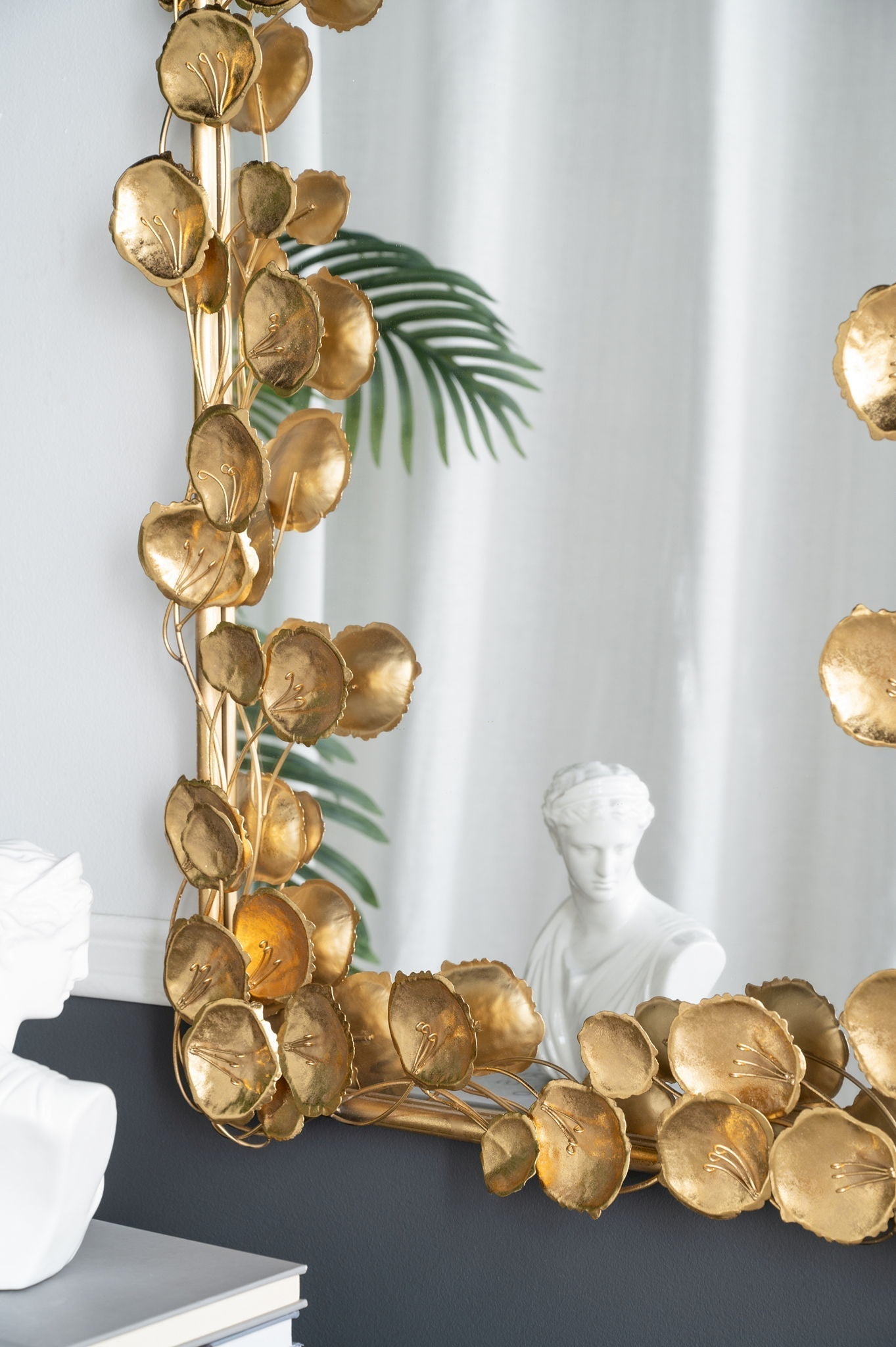 Full Length Mirror with Gold Leaf Accents, gold leaf disk frame, floor mirror HouseOfZazla on Tampa Home & Garden Store