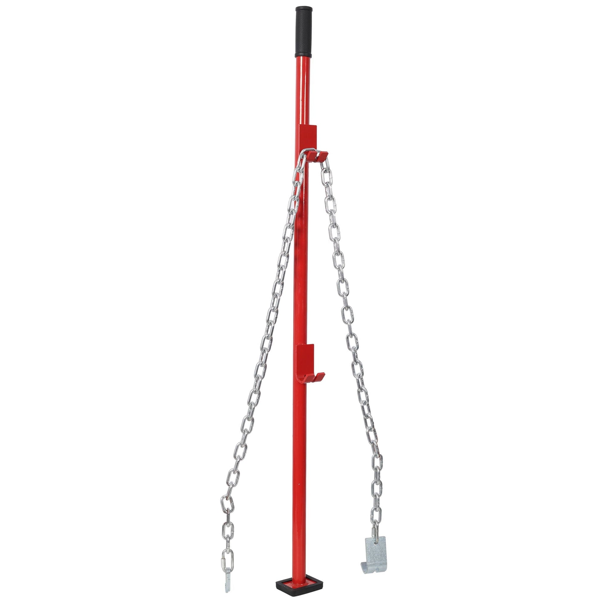 Red universal pulling stick tool for car dents with metal chains and hooks on freestanding base on Tampa Home & Garden Store