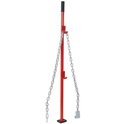 Red universal pulling stick tool for car dents with metal chains and hooks on freestanding base on Tampa Home & Garden Store