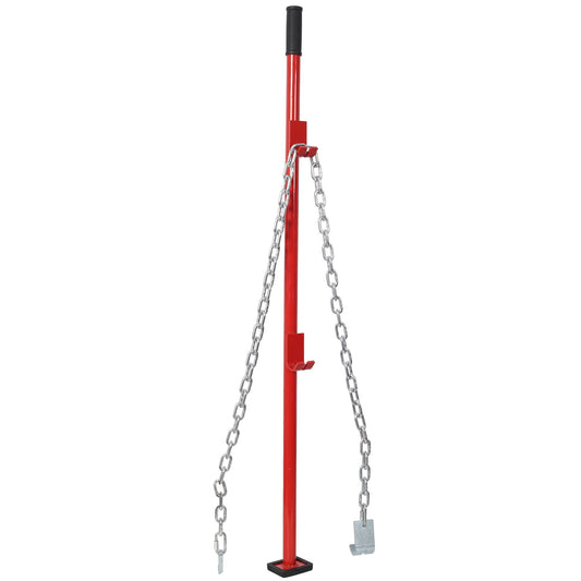 Red universal pulling stick tool for car dents with metal chains and hooks on freestanding base on Tampa Home & Garden Store
