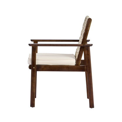 Two Outdoor Dining Chairs With Acacia And Wicker