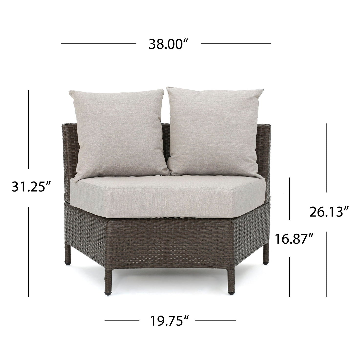 Pt Limon Modern Outdoor Single Sofa brown wicker with beige cushions HouseOfZazla on Tampa Home & Garden Store