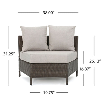 Pt Limon Modern Outdoor Single Sofa brown wicker with beige cushions HouseOfZazla on Tampa Home & Garden Store