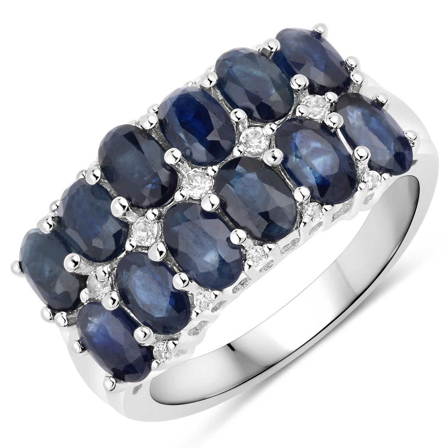 2.80 Carat Blue Sapphire and White Topaz Ring in .925 Sterling Silver by Bids.com on Tampa Home & Garden Store