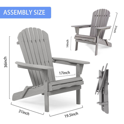 Set of Two Wooden Folding Adirondack Chairs