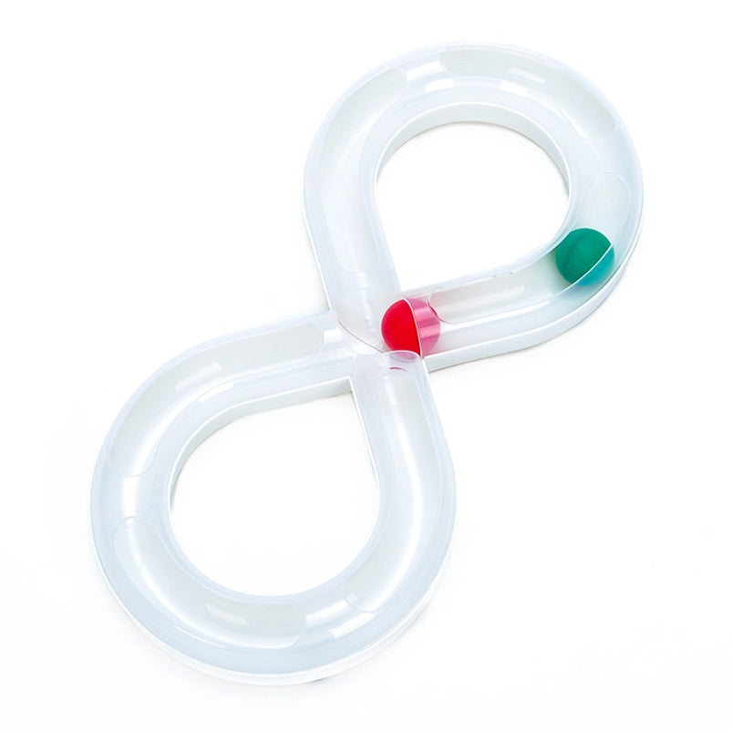 Cat toy turntable set in translucent white plastic with tunnel loops and red-green end caps on Tampa Home & Garden Store
