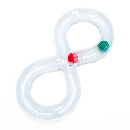 Cat toy turntable set in translucent white plastic with tunnel loops and red-green end caps on Tampa Home & Garden Store