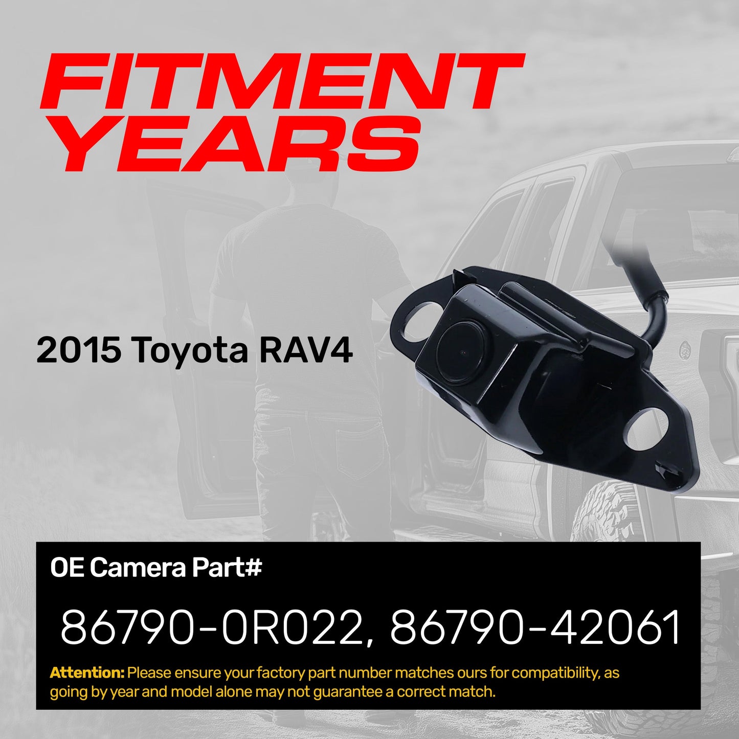OE backup camera for 2015 Toyota RAV4 by Master Tailgaters, part numbers 86790-0R022, 86790-42061 on Tampa Home & Garden Store