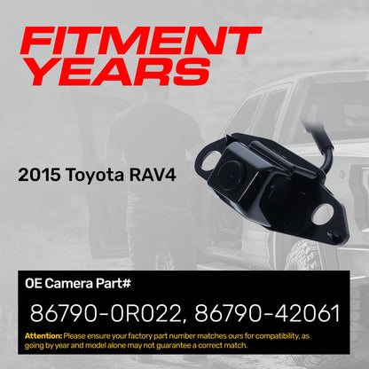OE backup camera for 2015 Toyota RAV4 by Master Tailgaters, part numbers 86790-0R022, 86790-42061 on Tampa Home & Garden Store